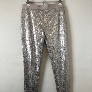 FINAL! NEW! SILVER SEQUIN TAPERED LEG LEGGINGS